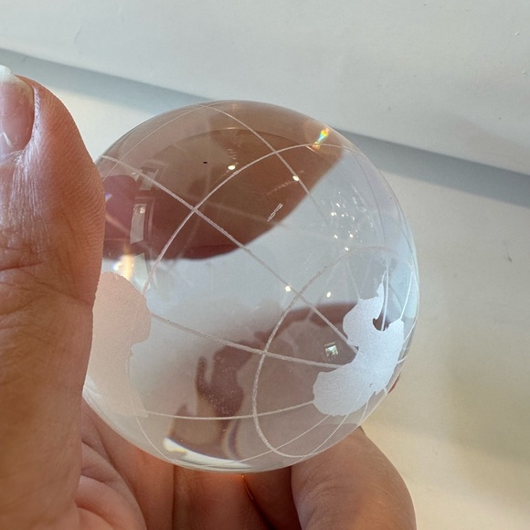 Glass Globe Paperweight Frosted Round World Globe  Desk Decor - Picture 6 of 6